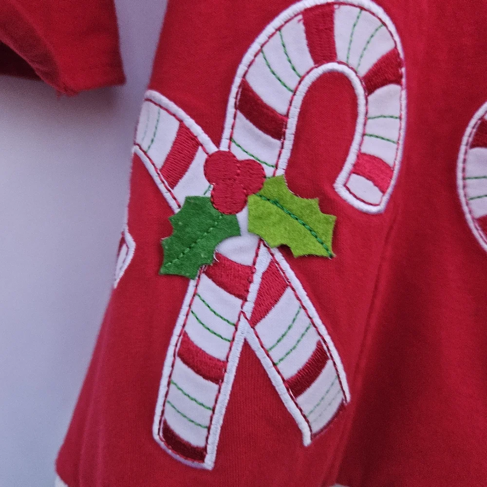 Rare Editions Red Christmas Holiday Dress with Candy Cane Design (Pre-Ow)
